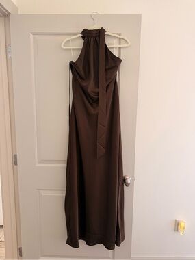 Peppermayo Chocolate Brown Halter Maxi Dress